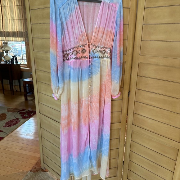 Free People Summer of Love Kimono maxi dress xs - Picture 8 of 14